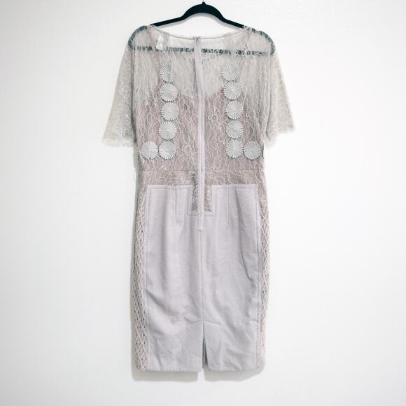 Byron Lars In Earnest Carissima Sheath Dress Gray / Taupe Lace SZ 8 US - Picture 3 of 6